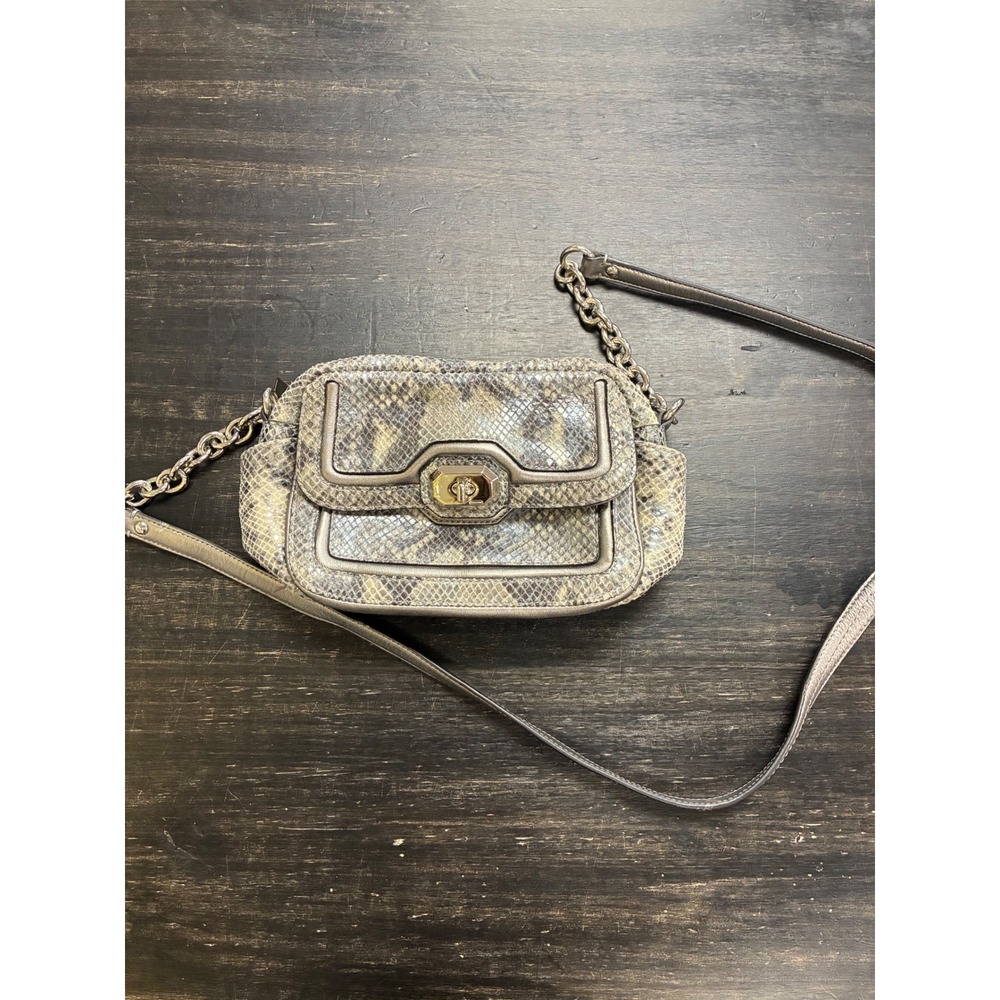 Coach Campbell Exotic Leather Crossbody Bag in Python Platinum